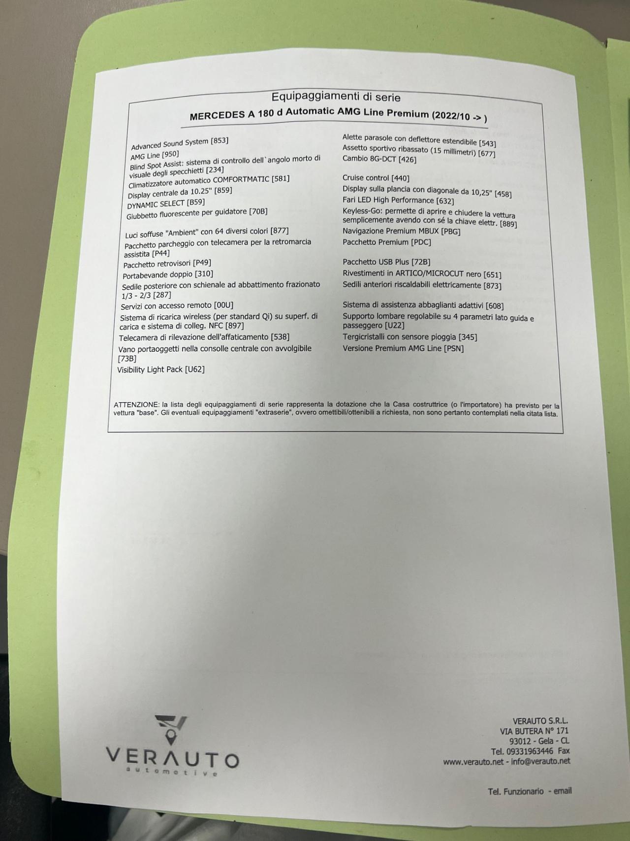 Mercedes-Benz A 180d AMG Line Premium auto - possibilità noleggio no scoring