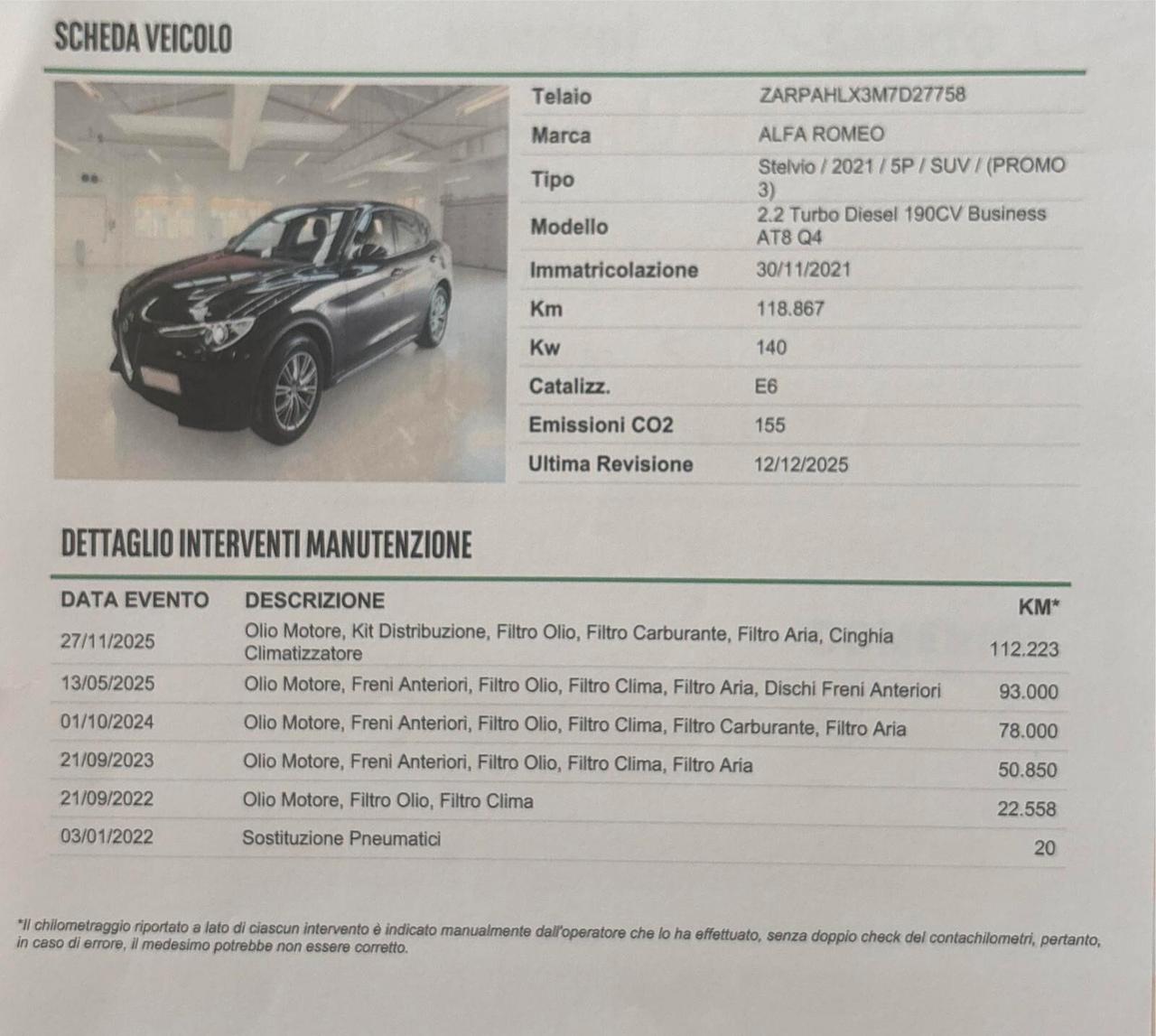 Alfa Romeo Stelvio 2.2 Turbodiesel 190 CV AT8 Q4 Ti
