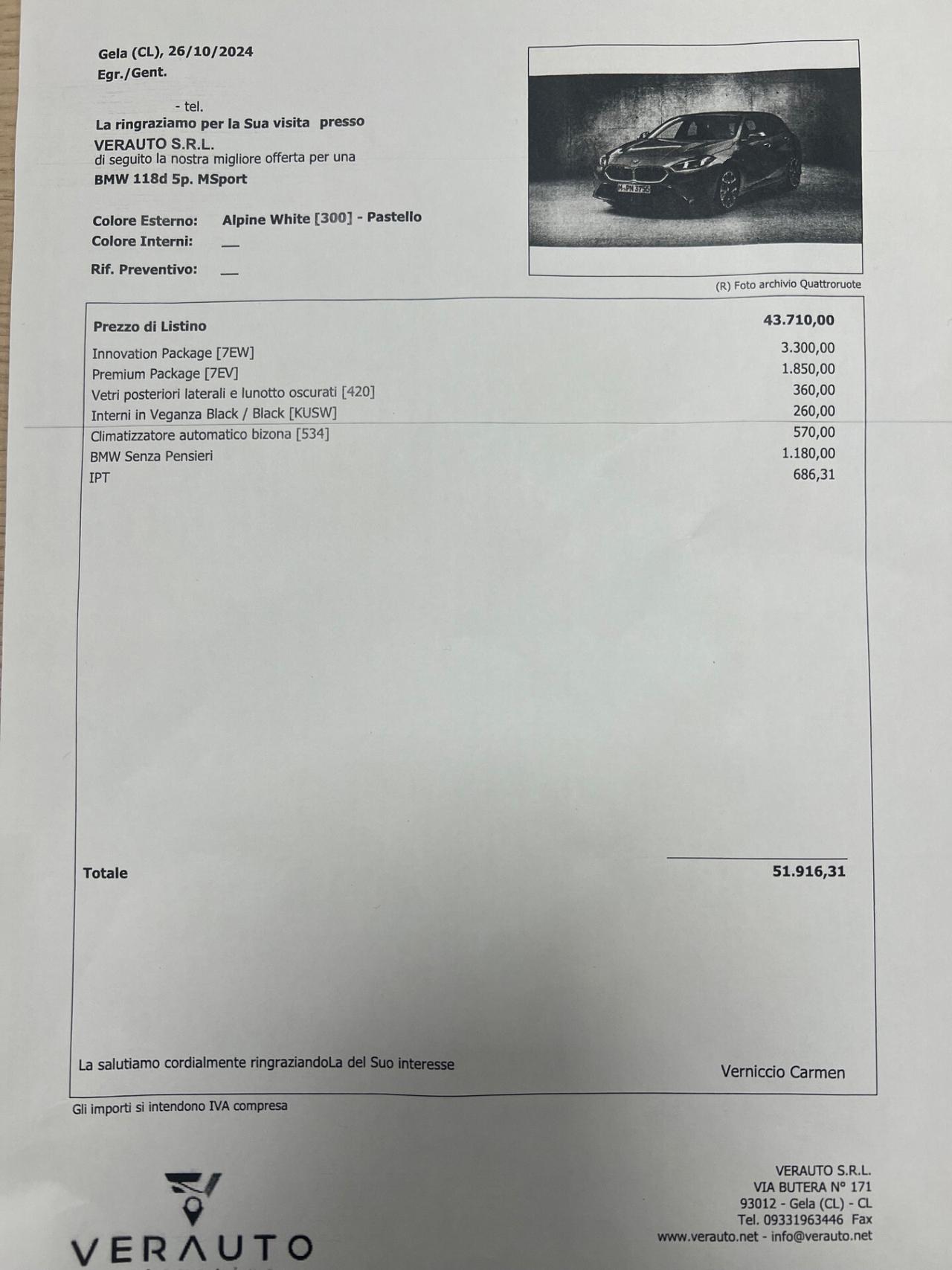 BMW 118 d MSport auto offerta T-Stock prezzo imperdibile