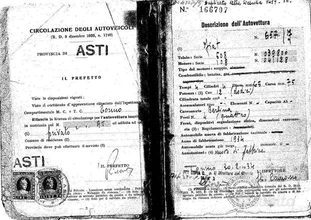 Fiat Balilla 508 2 Porte 1° Serie 3 Marce 1934