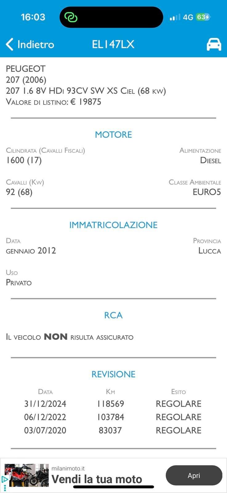 Peugeot 207 sw CON 12 MESI DI GARANZIA COMPLETA !!!!