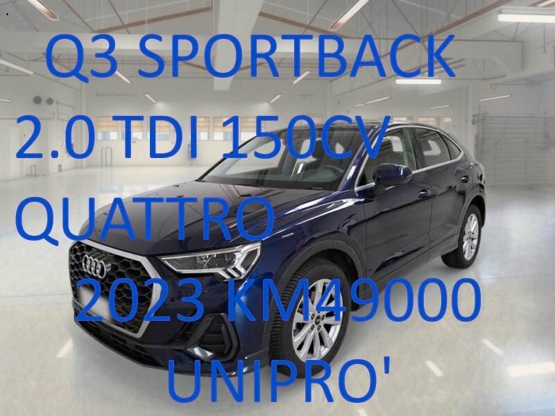 Audi Q3 2.0 TDI 150CV QUATTRO S-TRONIC SPORTBACK PREZZO SENZA VINCOLI • UNIPRO' • ITALIANA • IVA ESPOSTA GARANZIA 12M