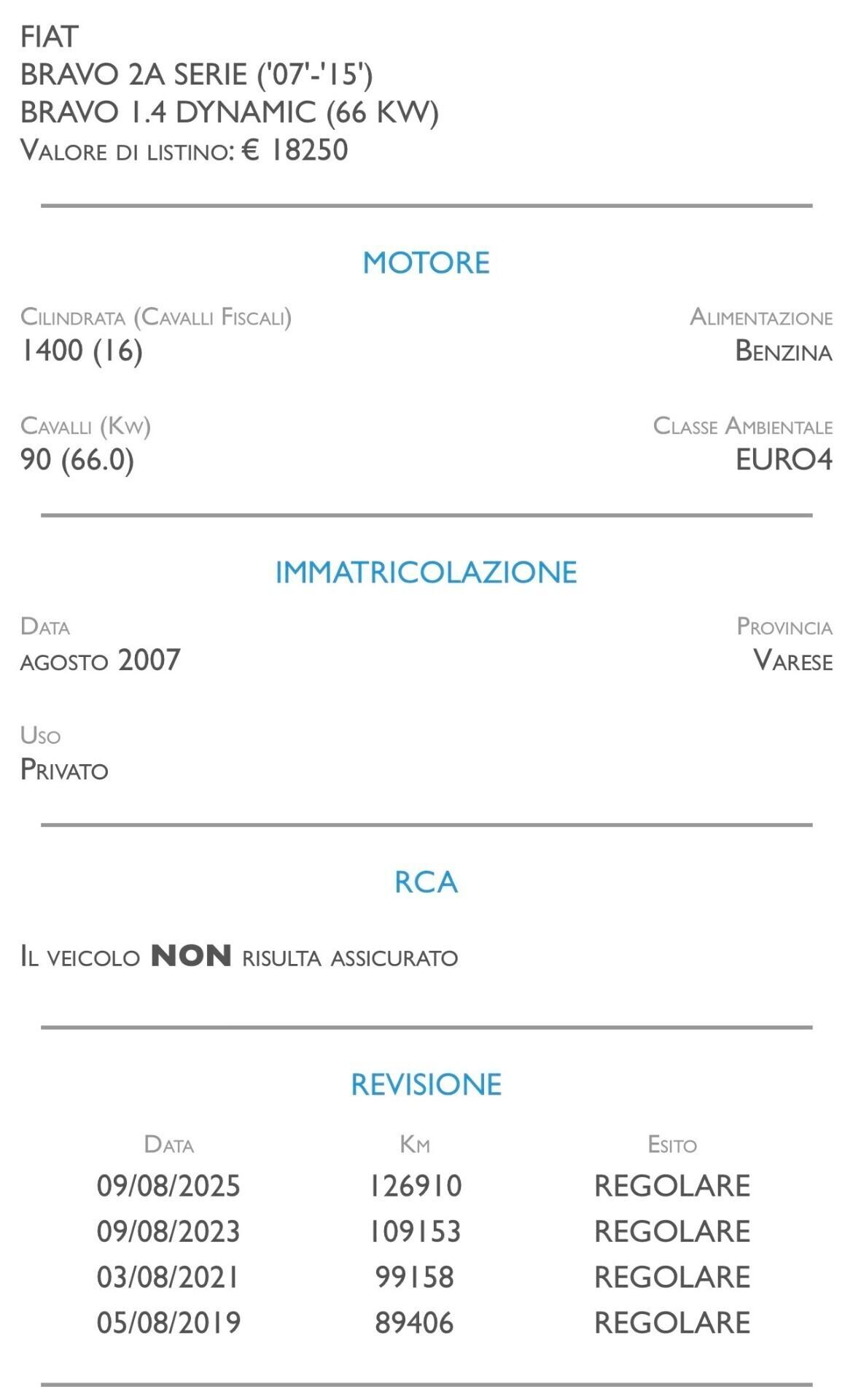 Fiat Bravo 1.4 Dynamic - UNICO PROPRIETARIO