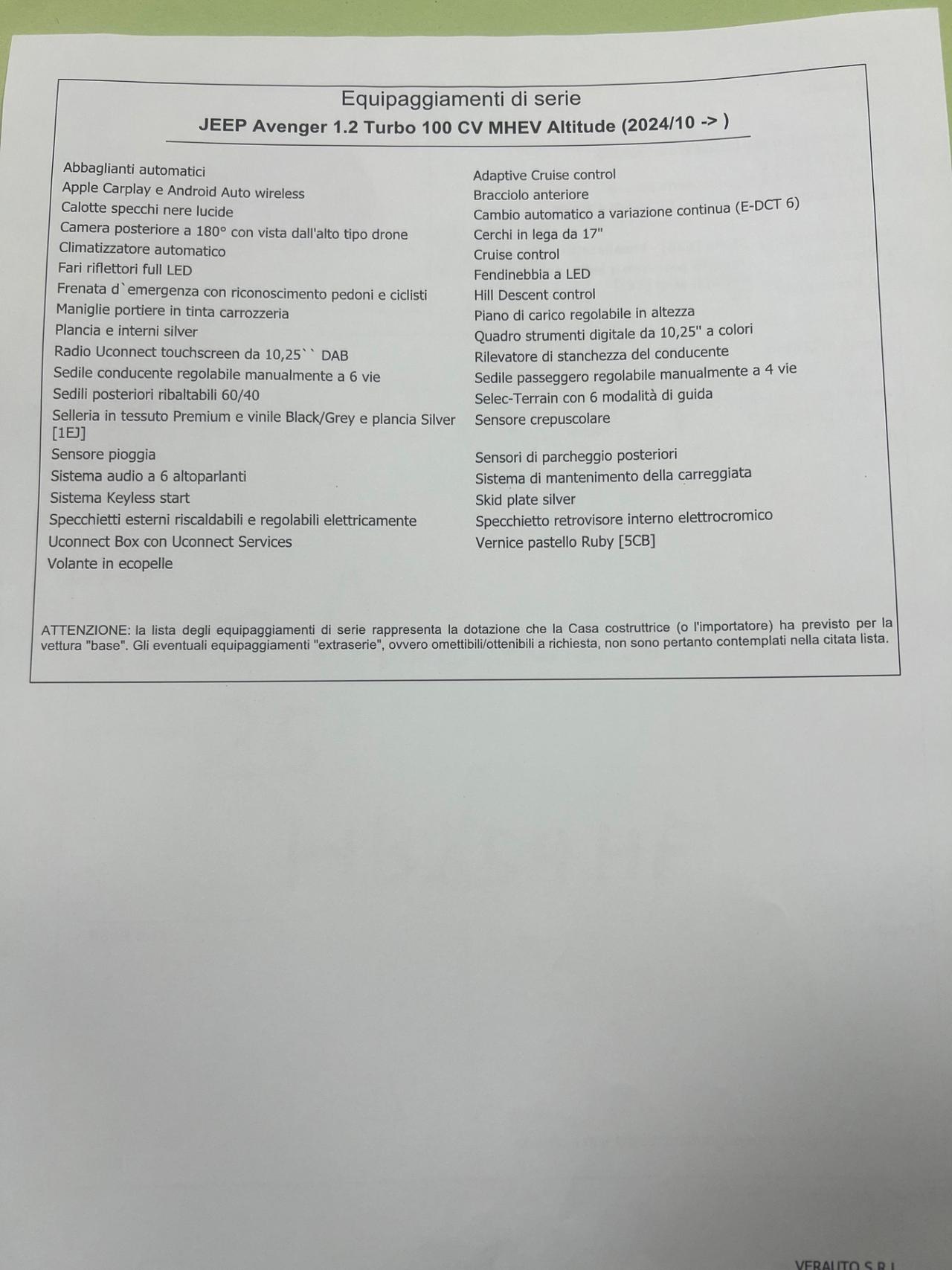 Jeep Avenger 1.2 turbo fwd possibilità trasformazione autocarro N1