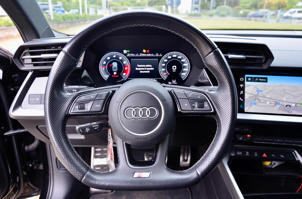 AUDI S3 SEDAN 2.0 TFSI SPORT ATTITUDE QUATTRO 310cv S-TRONIC, IVA SUL 100%, TETTO, SCARICO MILLTEK, BANG&OLUFSEN, TOTAL BLACK, 20″, PERMUTE