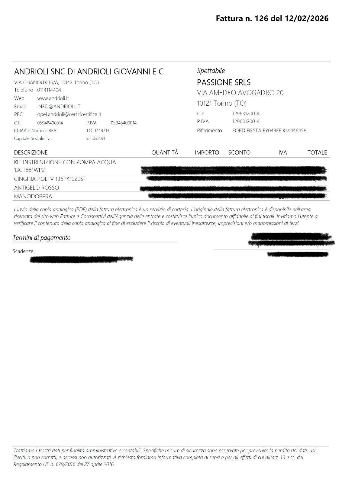 Ford Fiesta GPL CINGHIA DISTRIB. NUOVA