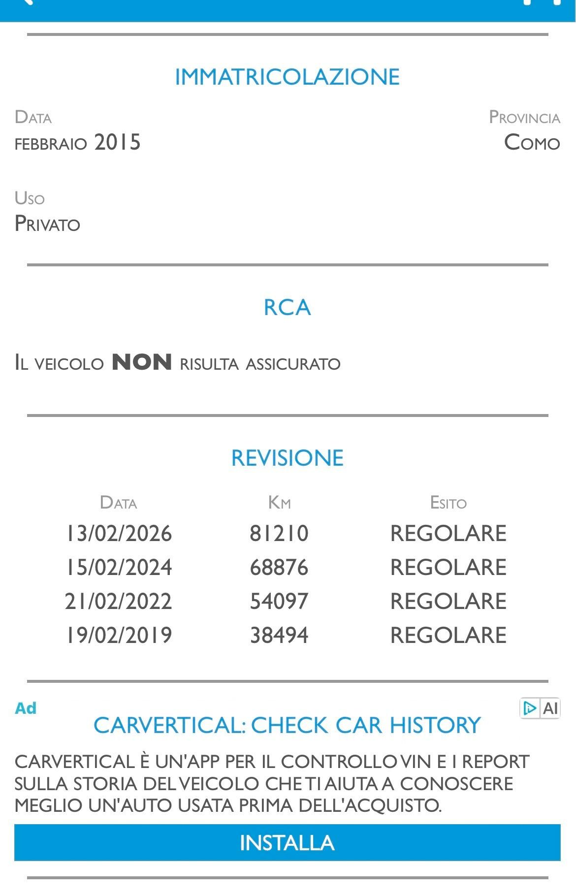 Volvo V40 solo 84.337 km unico proprietario ok neopatentati