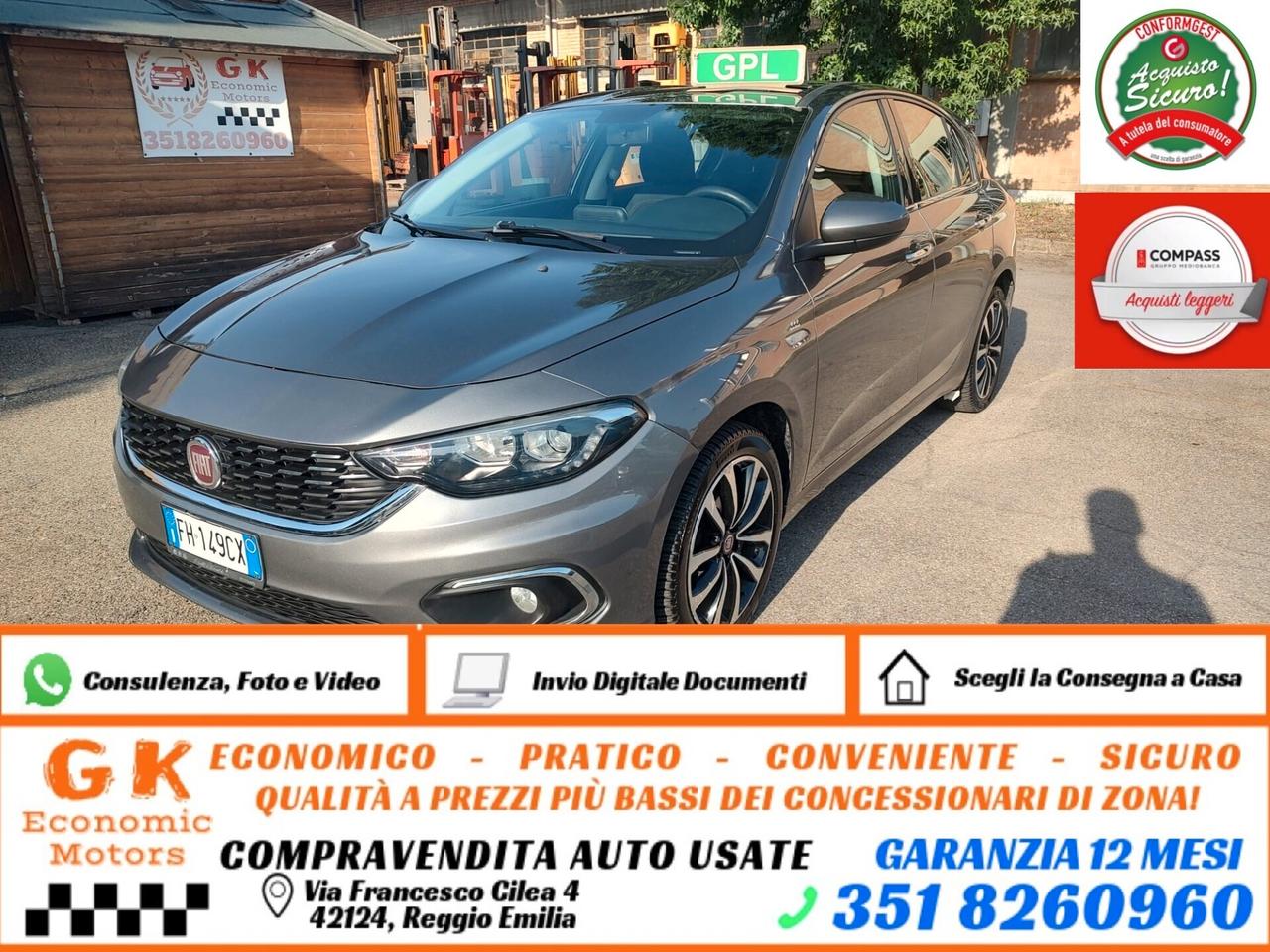 Fiat Tipo 1.4 T-Jet 120CV BENZ\ GPL 5 porte Easy 88KW, OK NEOPANTATI, GARANZIA L.12 MESI