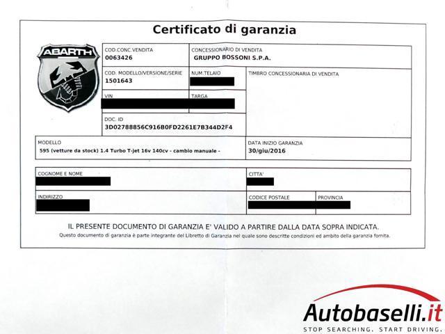 ABARTH 500 500 595 1.4 TURBO TJET 140CV, GARANZIA 12 MESI