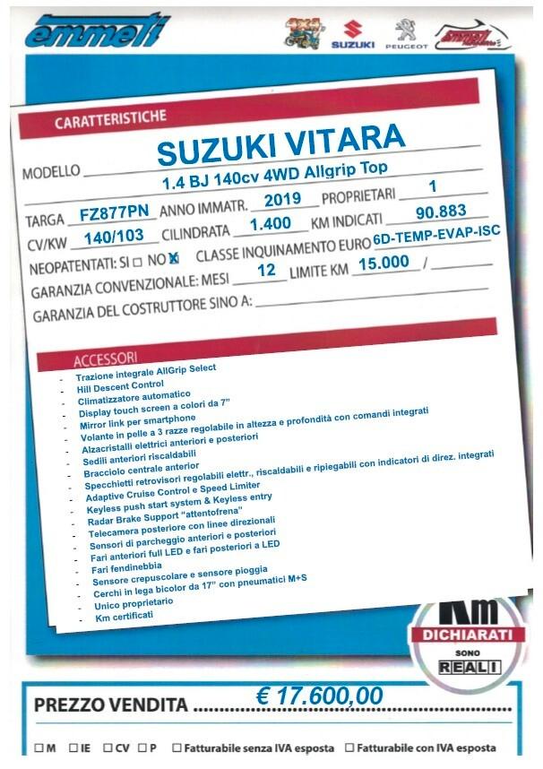 Suzuki Vitara 1.4 BJ 140cv 4WD AllGrip Top