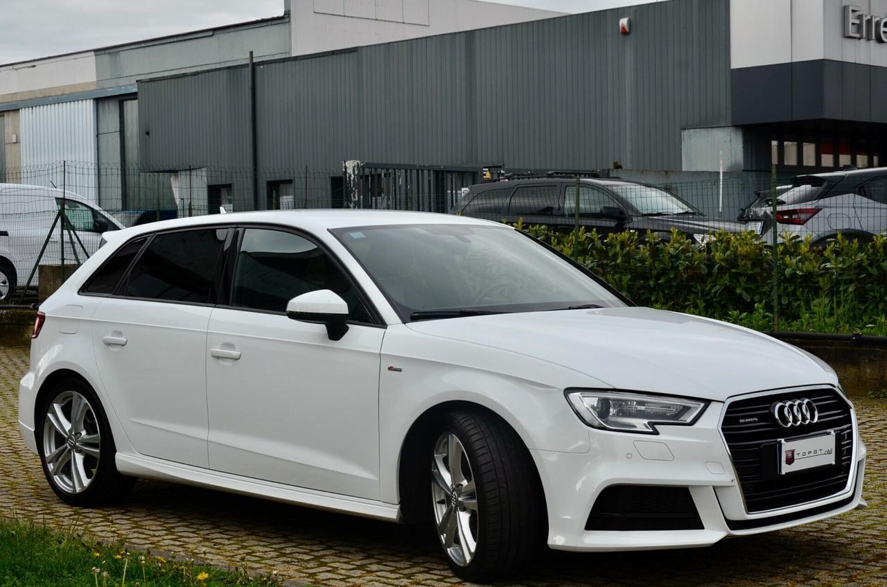 AUDI A3 SPORTBACK 2.0 TDI S-LINE INT EXT QUATTRO 150cv, UNICOPROP, UFF ITALIANA, EURO 6B, 18", NAVI, PERMUTE