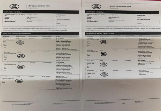 LAND ROVER Range Rover Sport 3.0 SDV6 249 CV HSE Dynamic / TAGLIANDI UFFICIALI