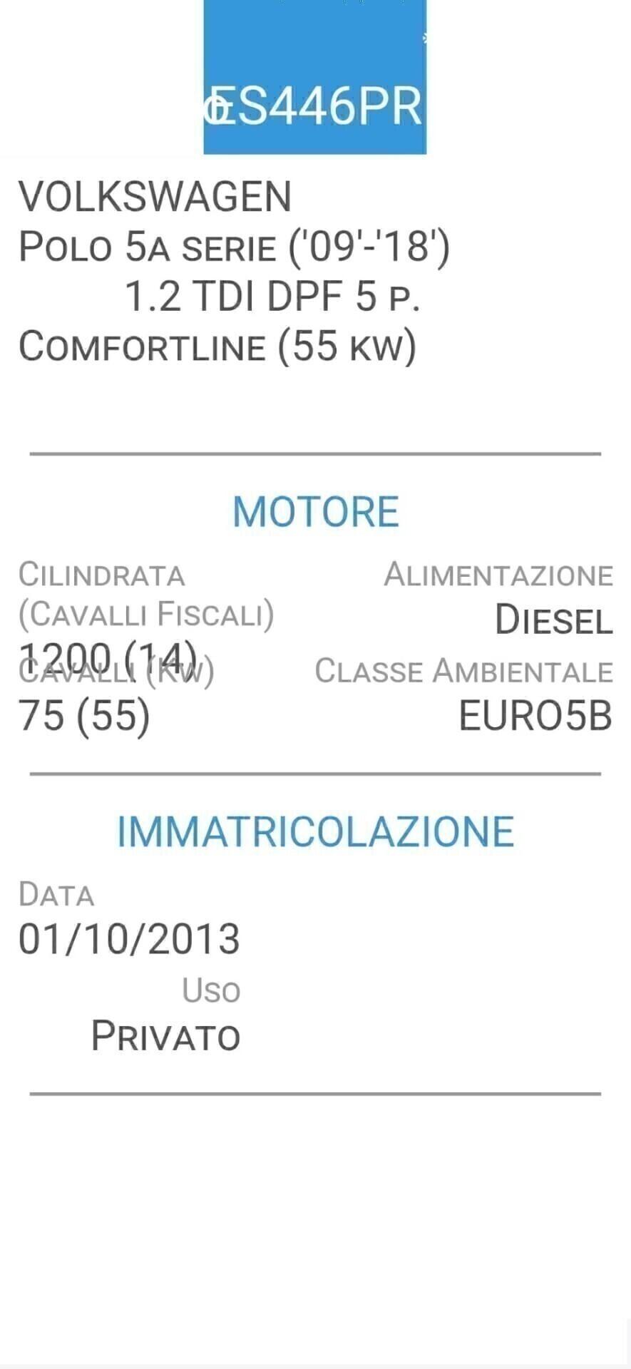 VOLKSWAGEN POLO 1,2 TDI-UNICO PROP-TAGLIANDI VOLKS
