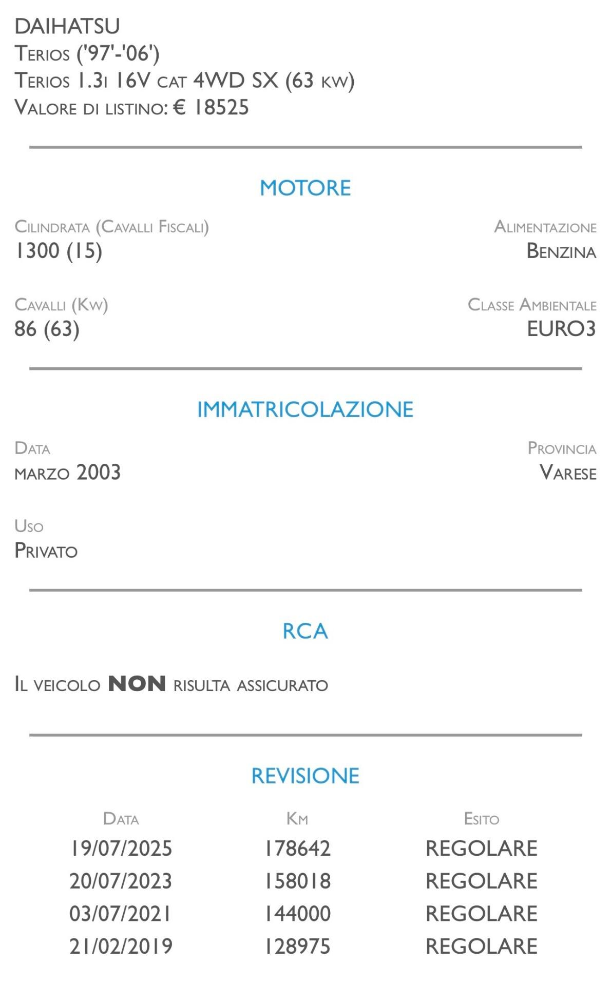 Daihatsu Terios 1.3i 16V cat 4WD SX - UNICO PROPRIETARIO