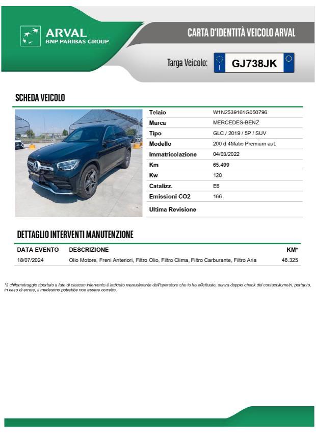 MERCEDES-BENZ GLC 200 d 4Matic Premium AMG Black nazionale-1 prop.