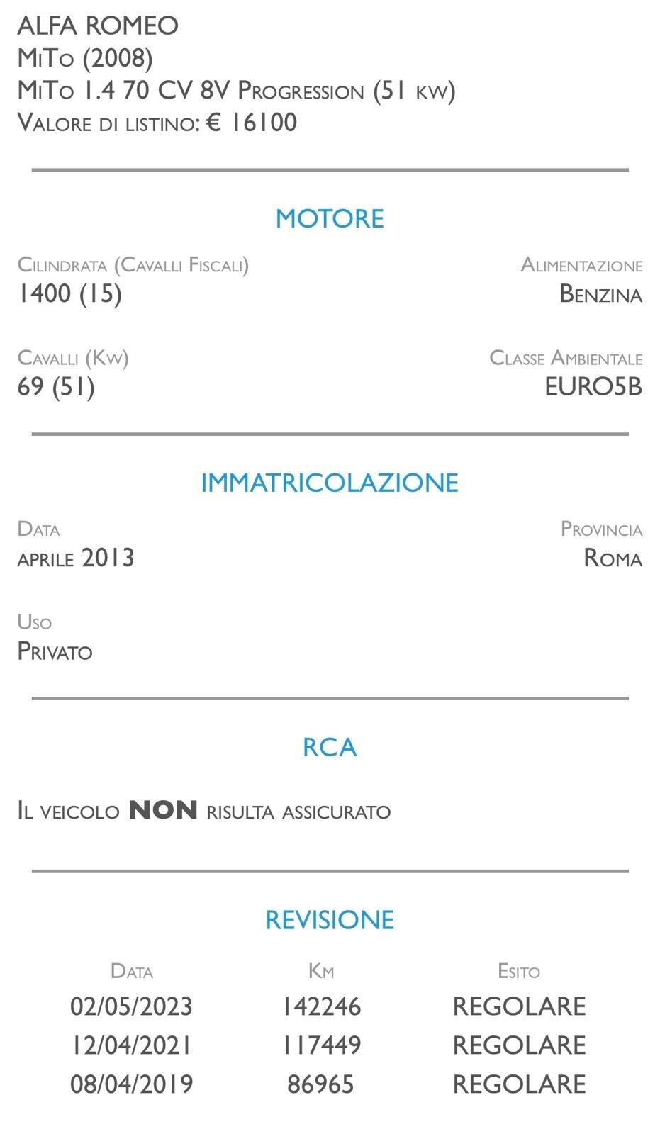 Alfa Romeo MiTo 1.4 70 CV- OTTIMA PER NEOPATENTATI -
