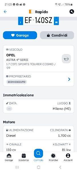 Opel Astra 1.7 CDTI 110CV Sports Tourer Elective frizione Nuova