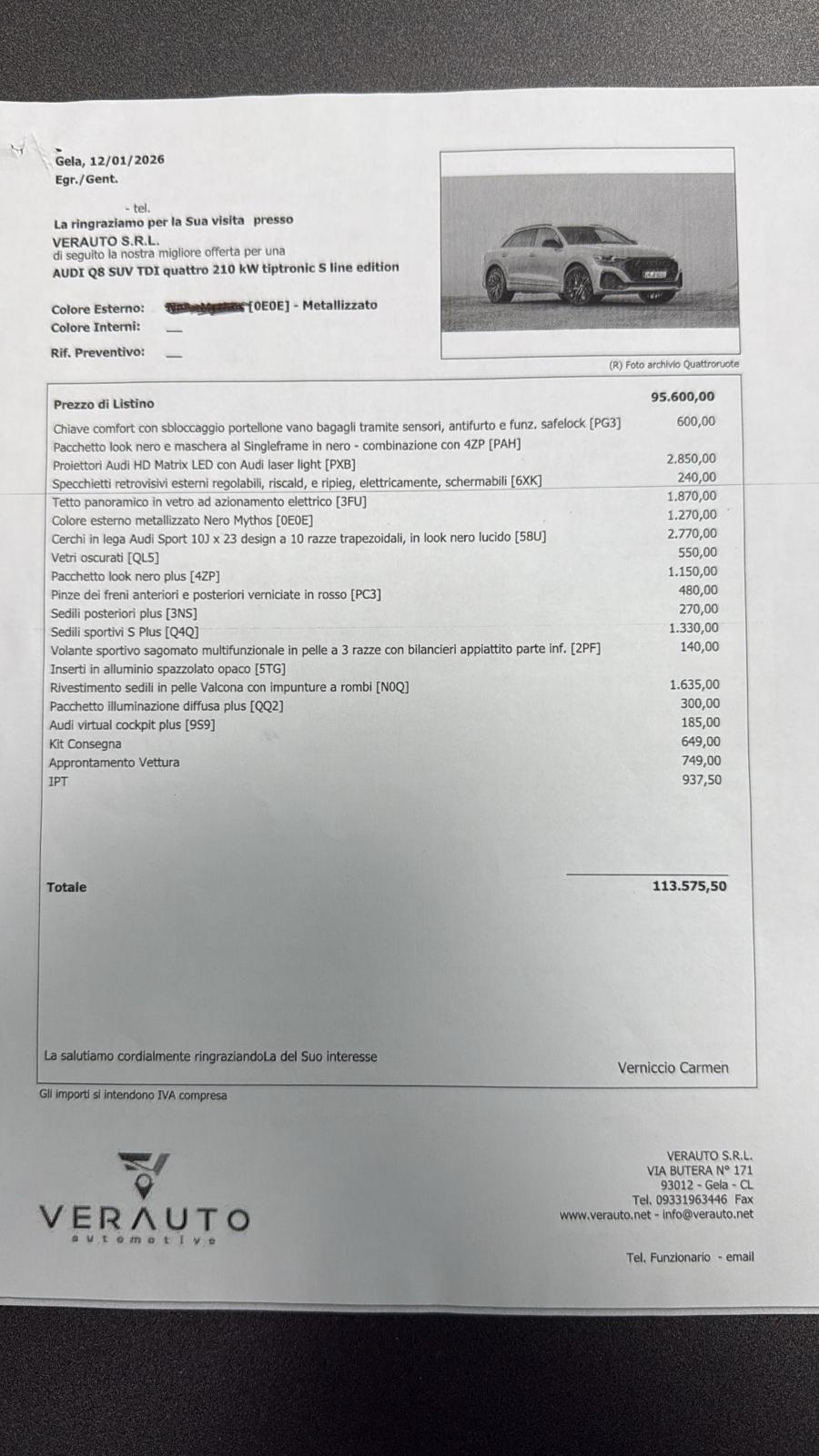 Audi Q8 SUV TDI quattro 210 kW tiptronic S line edition Possibilità noleggio no scoring