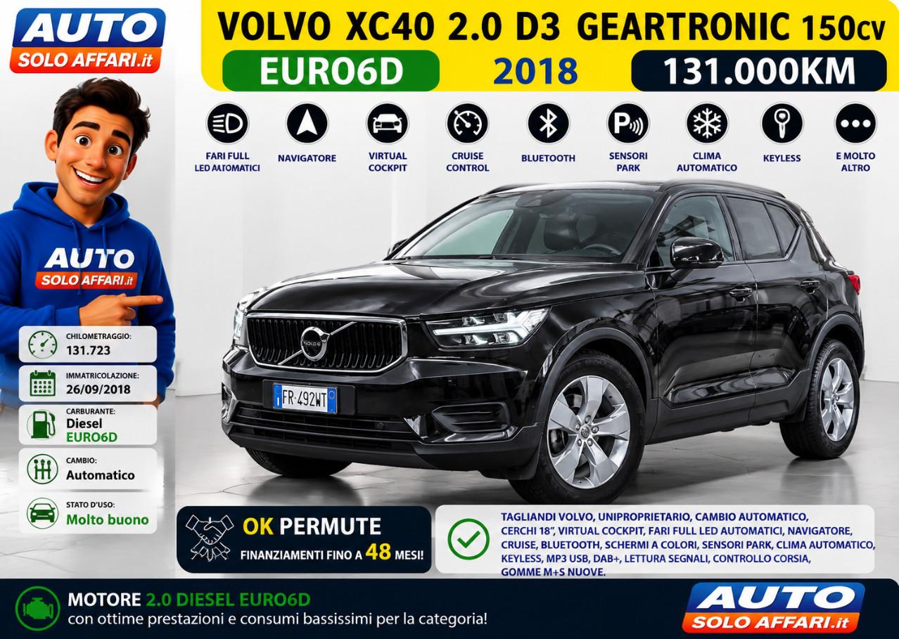 Volvo XC40 2.0 D3 GEARTRONIC EU6D 131.000KM TAGLIANDI VOLVO