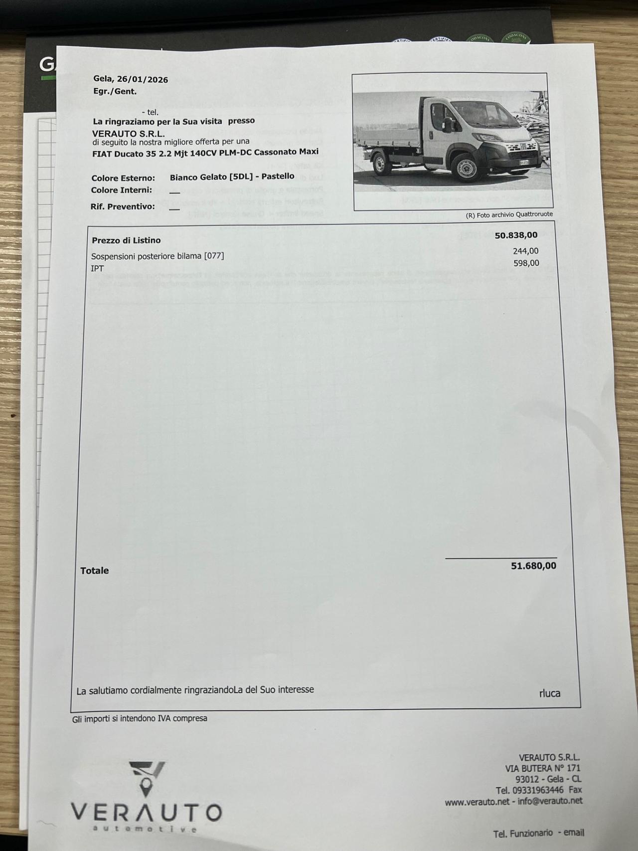 Fiat Ducato 2.2 mjt 140CV Doppia cabina Cassonato Maxi