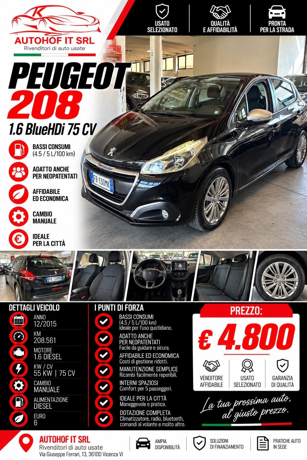 Peugeot 208 BlueHDi Allure |OK NEOPATENTATI |