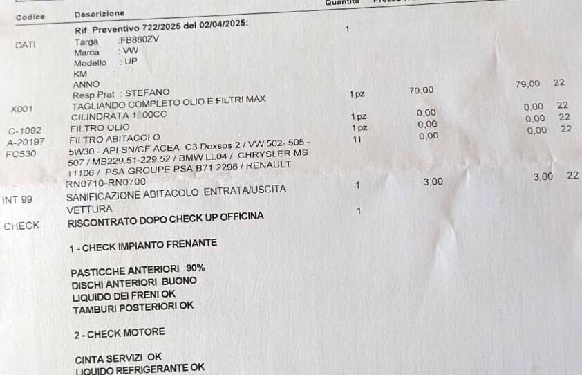 Volkswagen up! 1,0-UNICA PROPR-EURO 6-3 REVISIONI