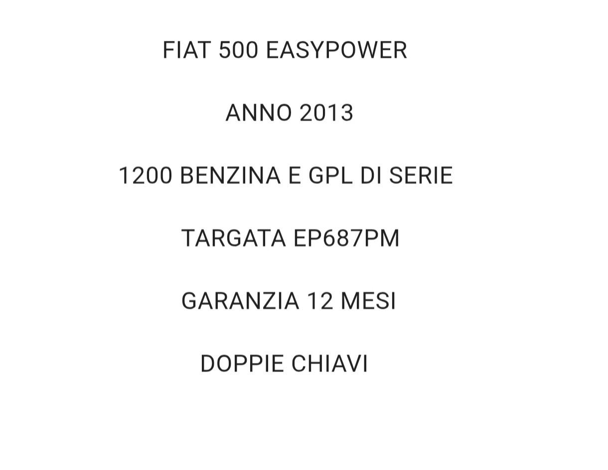 Fiat 500 1.2 EasyPower BENZINA E GPL DI SERIE