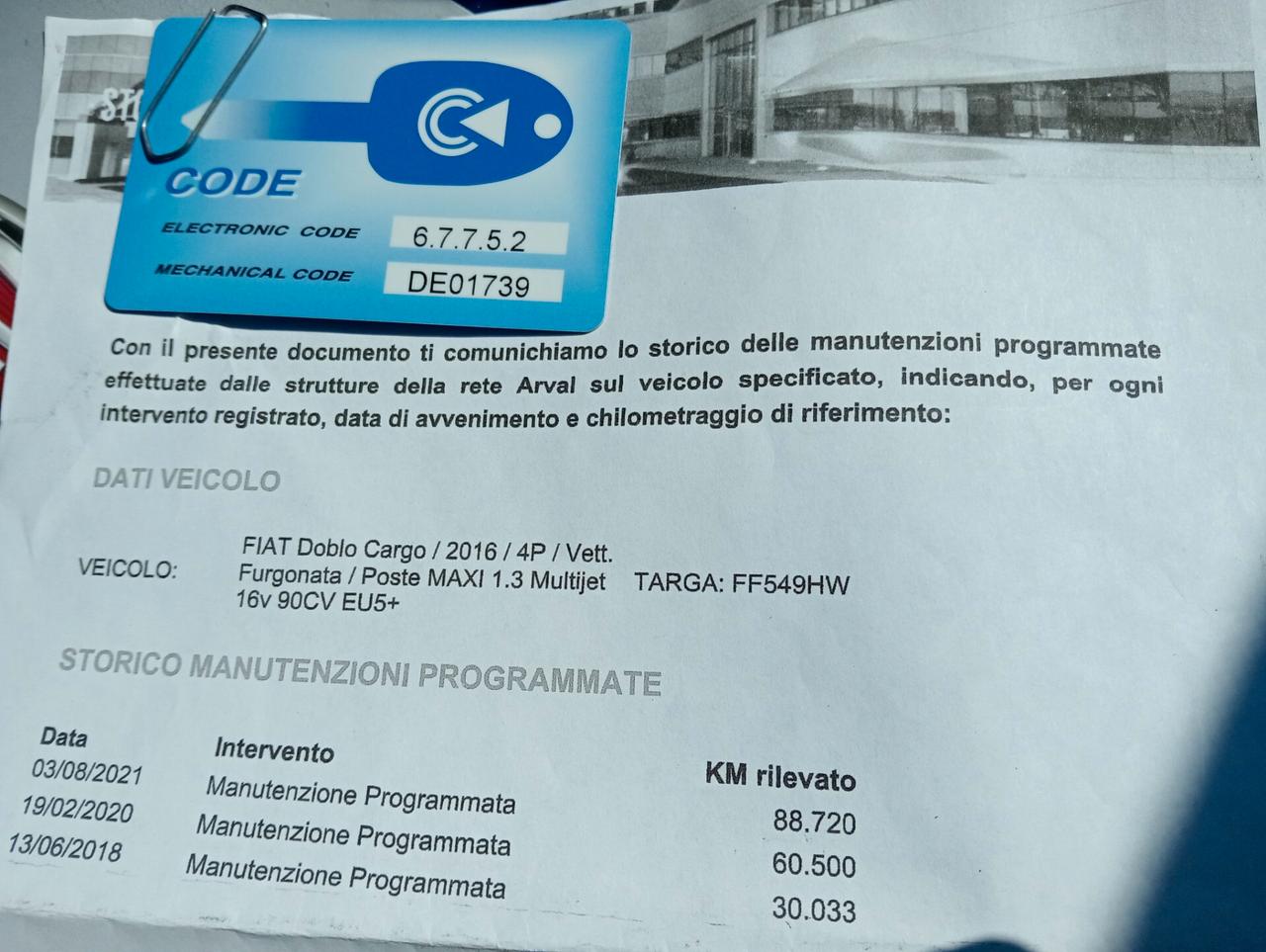 Fiat Doblò 1.3MJET PL-TN Cargo Maxi Lamierato SX