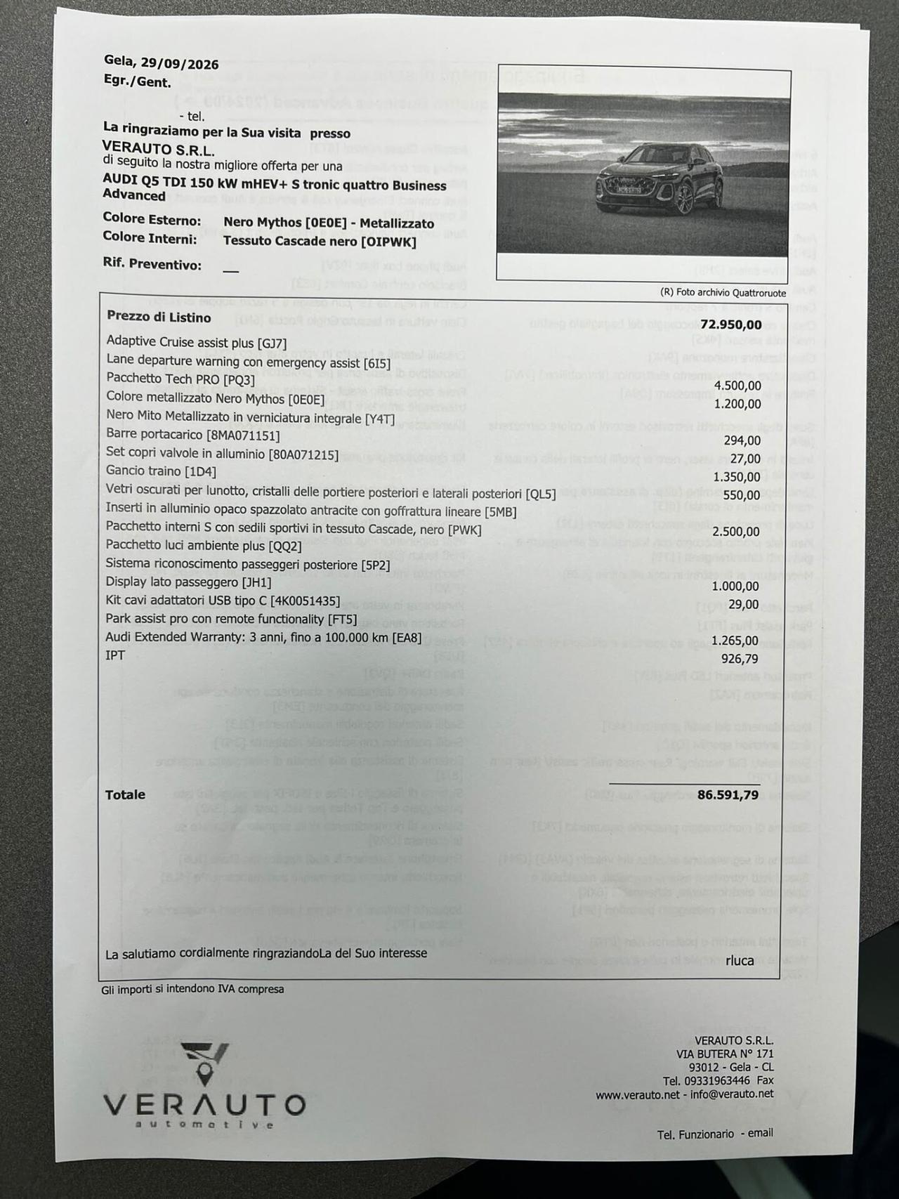 AUDI Q5 TDI 2.0 204CV mHEV S tronic quattro Business Advanced - possibilità noleggio no scoring