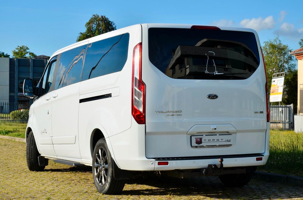 FORD TOURNEO CUSTOM 2.0 ECO HYBRID TITANIUM X 131cv 8 POSTI PASSO LUNGO, GAR. FORD 10/27, SERVICE FORD, UFF ITALIANA, GANCIO TRAINO, RETROCAMERA, PELLE, APPLE ANDROID, PERMUTE