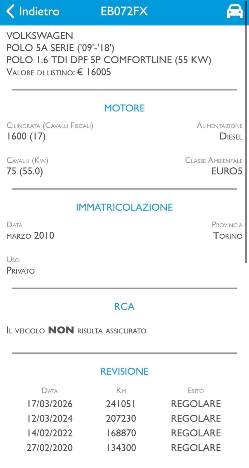 VOLKSWAGEN POLO 1.6 TDI - 5 PORTE - NEOPATENTATI