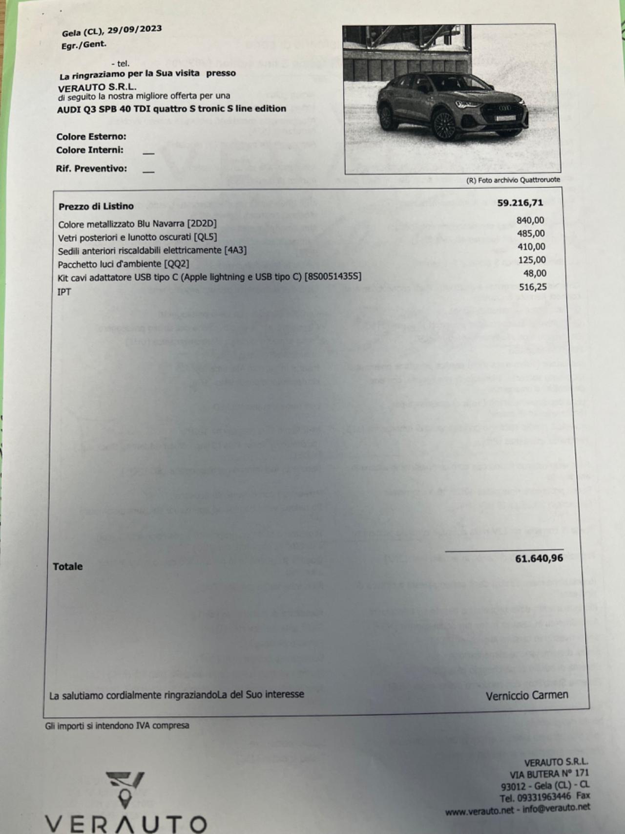 Audi Q3 Sportback 40 tdi S line edition quattro s-tronic