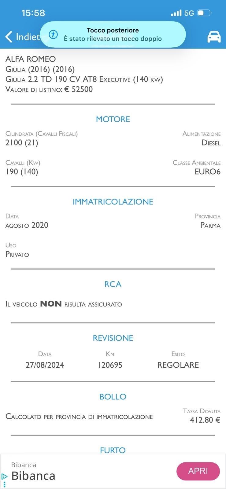 Alfa Romeo Giulia 2.2 190cv b tech