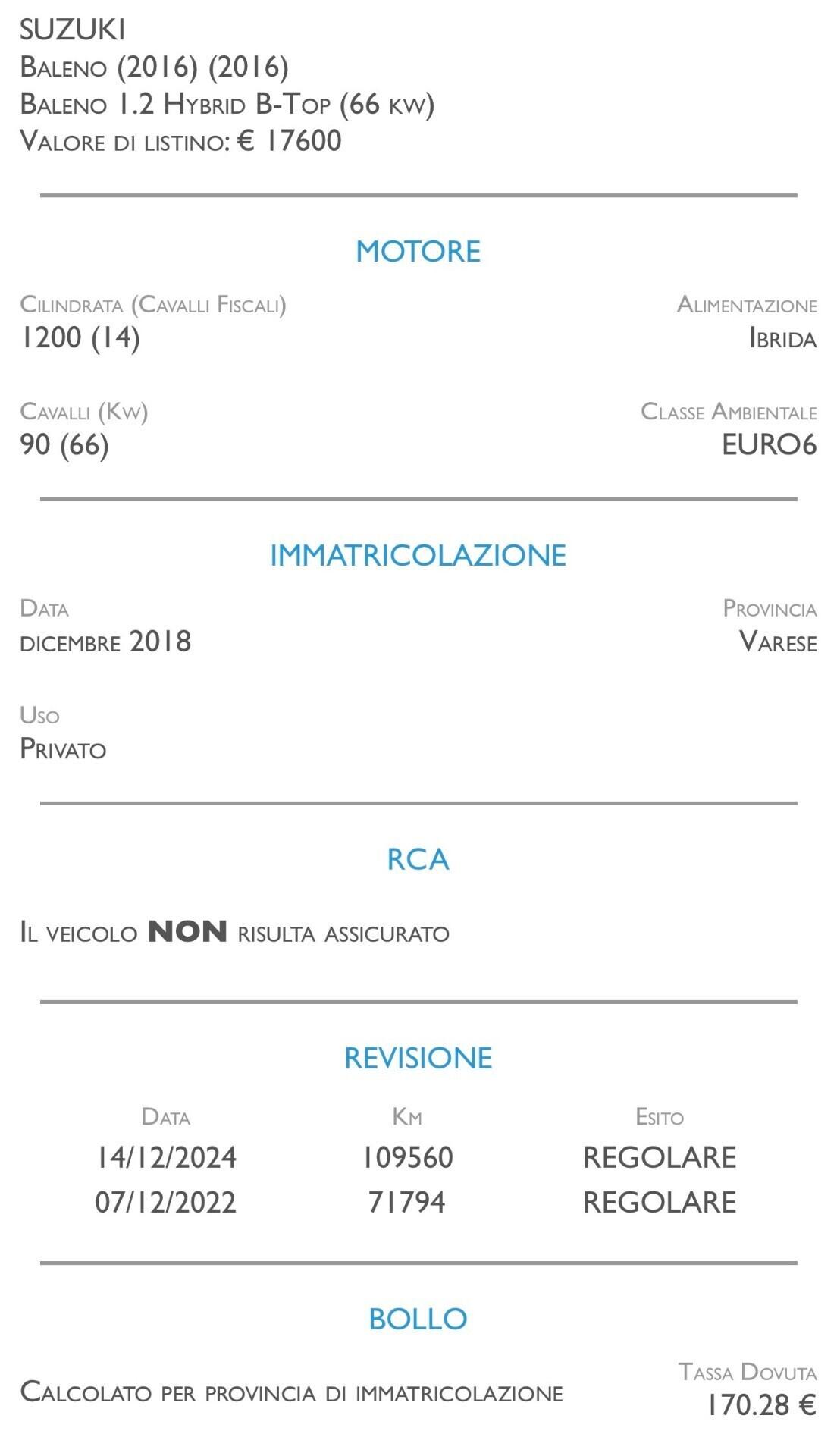 Suzuki Baleno 1.2 Hybrid B-Top - UNICO PROPRIETARIO