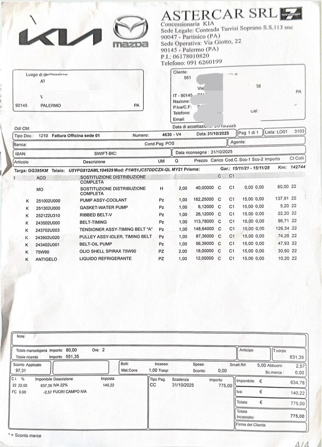Kia Sportage 1.6Diesel 136cvDynamics(Motore Nuovo)11/2021