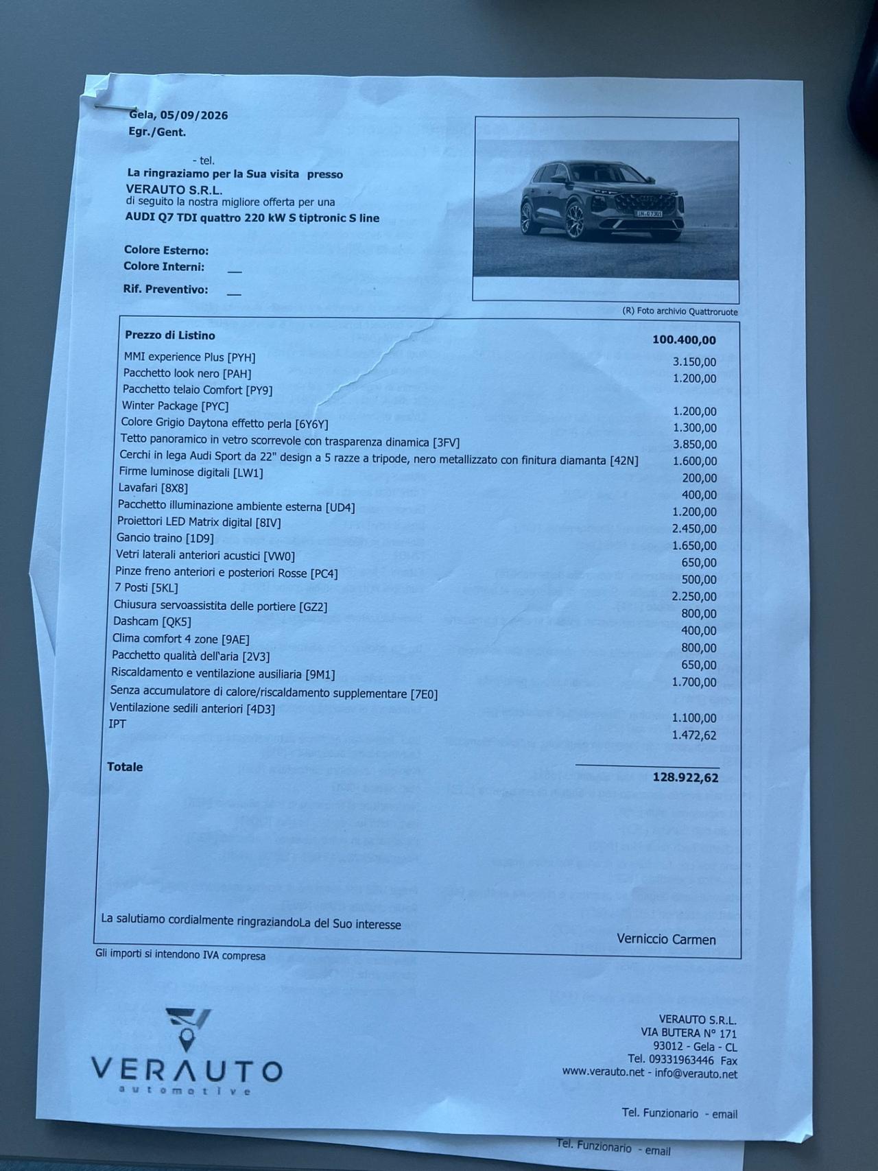 Audi Q7 3.0 299cv TDI mhev S line quattro tiptronic - possibilità noleggio no scoring
