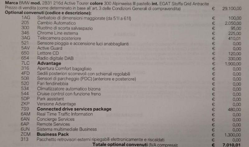 BMW Serie 2 Active Tourer 216d Active Tourer Advantage Business Pack Aut.