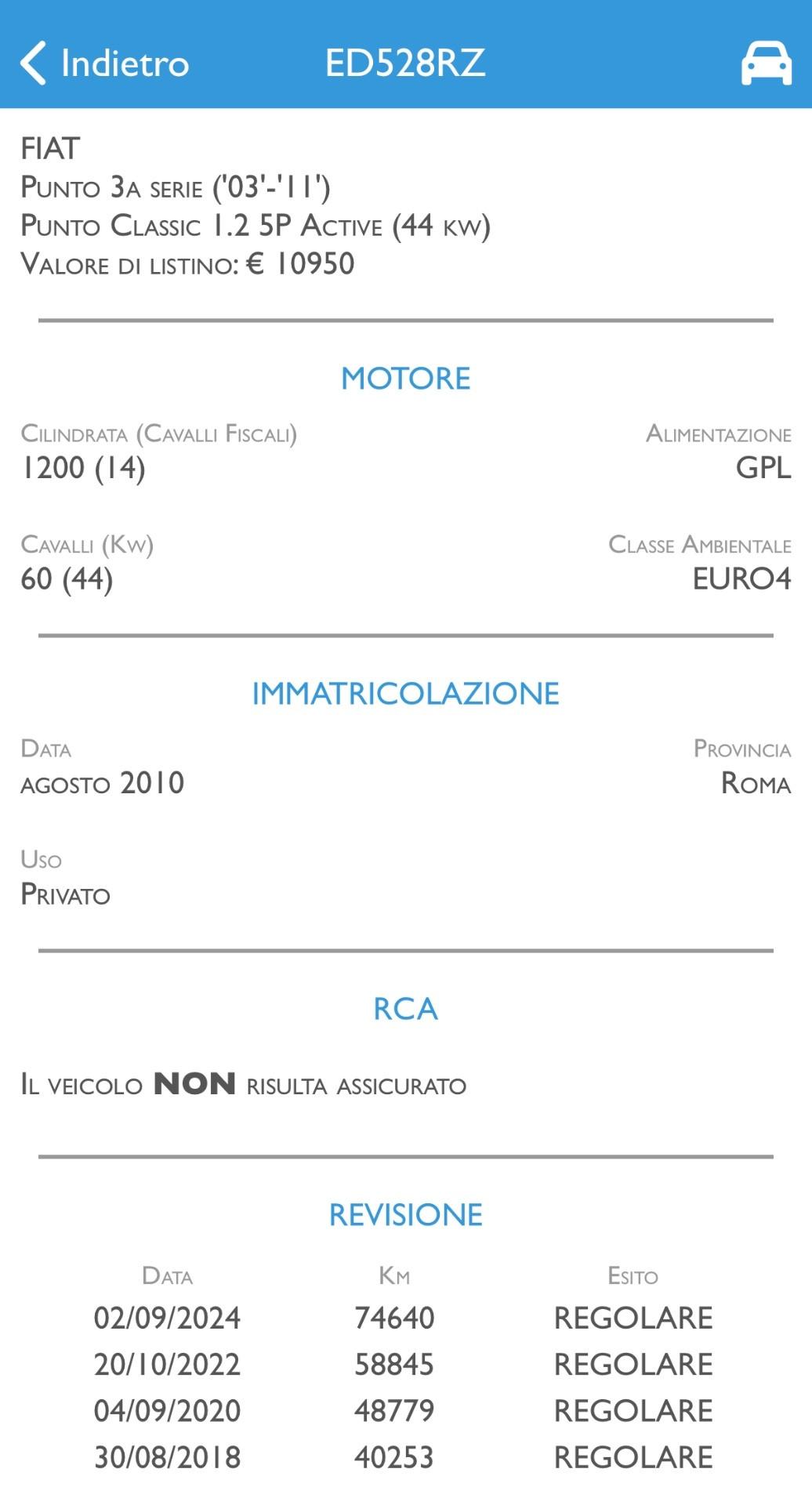FIAT PUNTO 1.2 BENZINA/GPL FINO 2030 - NEOPATENTATI