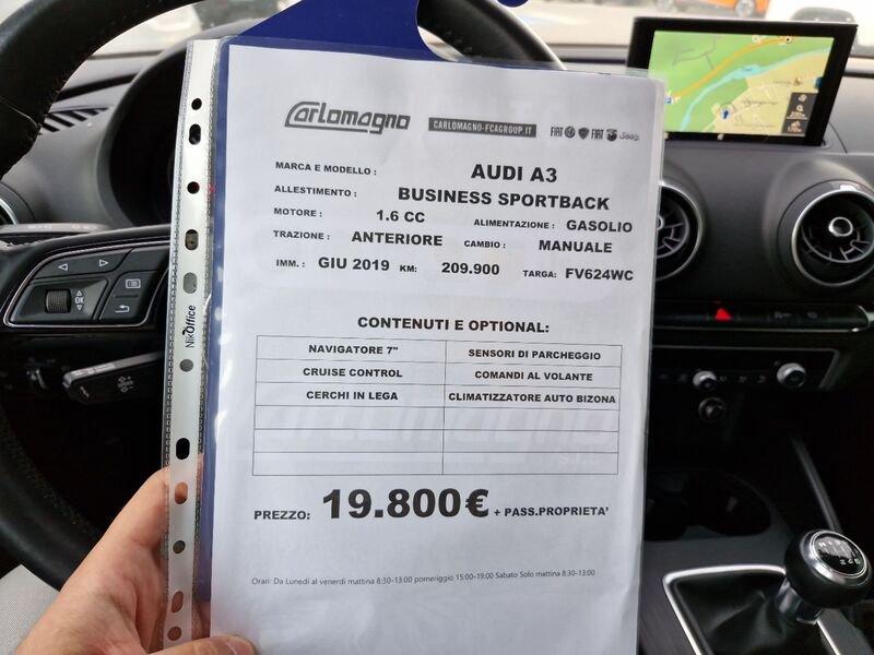 Audi A3 III 2016 Sportback Sportback 30 1.6 tdi Business 116cv my19
