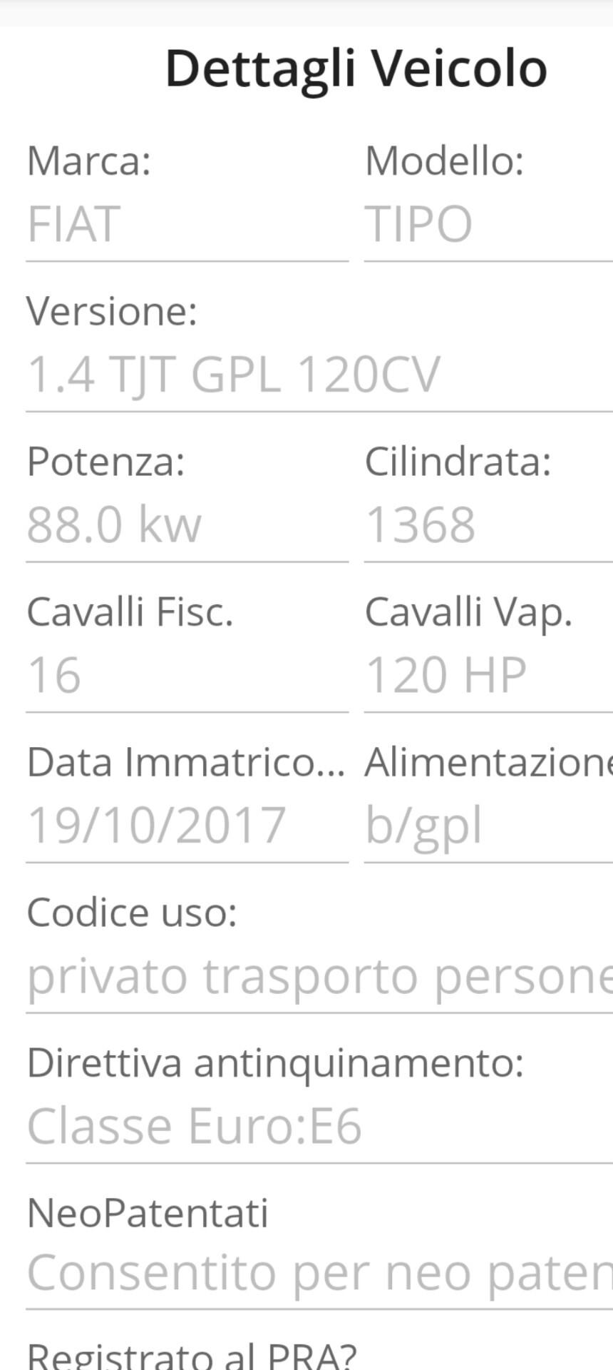 Fiat Tipo 1.4 T-Jet 120CV GPL 5 porte Easy