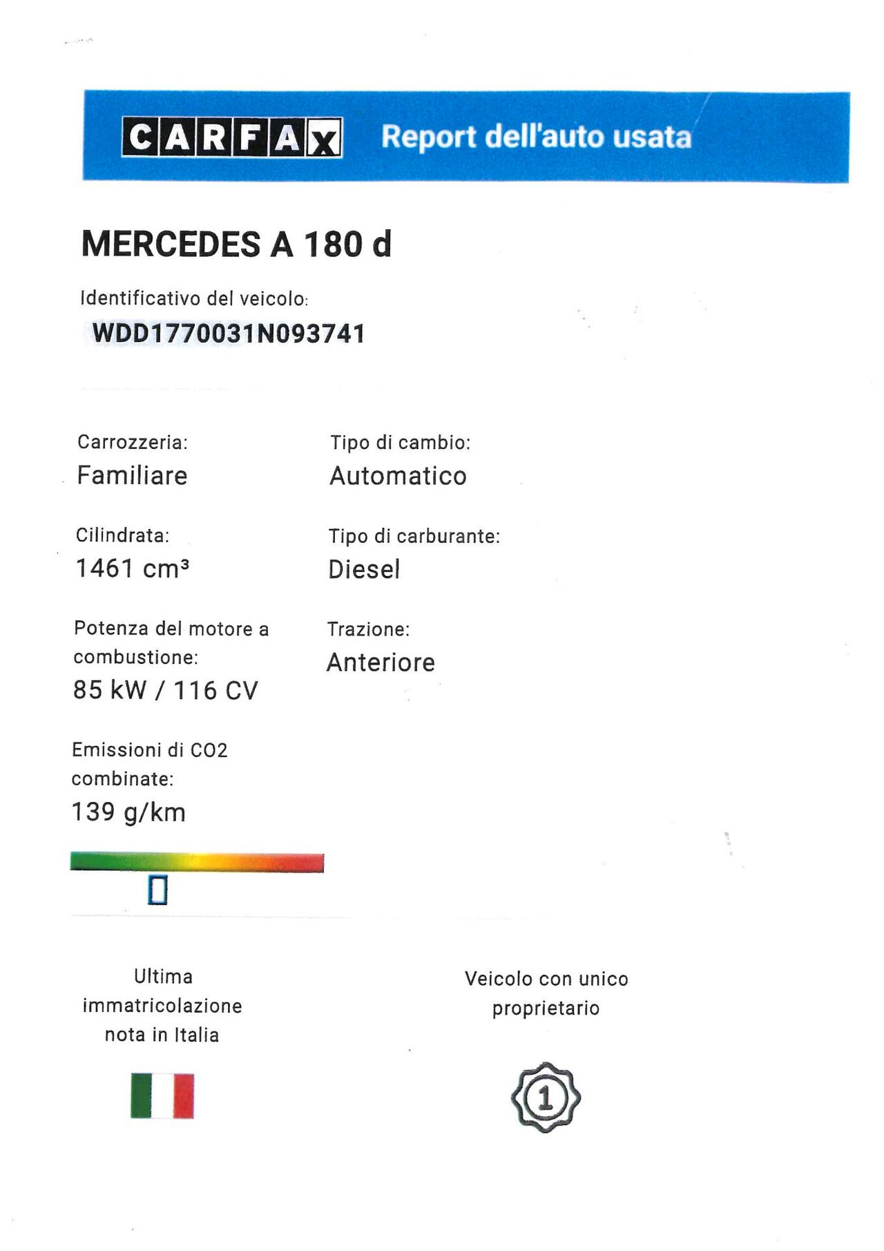 Mercedes-benz A 180 d Automatic Sport
