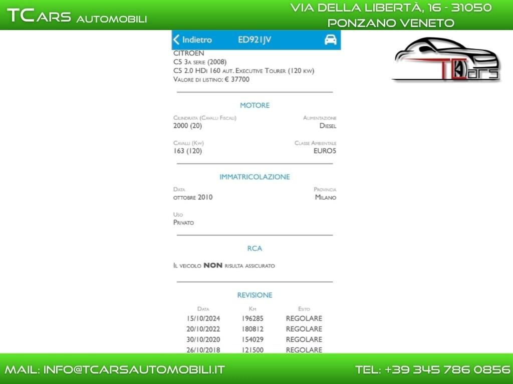 CITROEN C5 2.0 DIESEL - GARANZIA 3 ANNI TOP