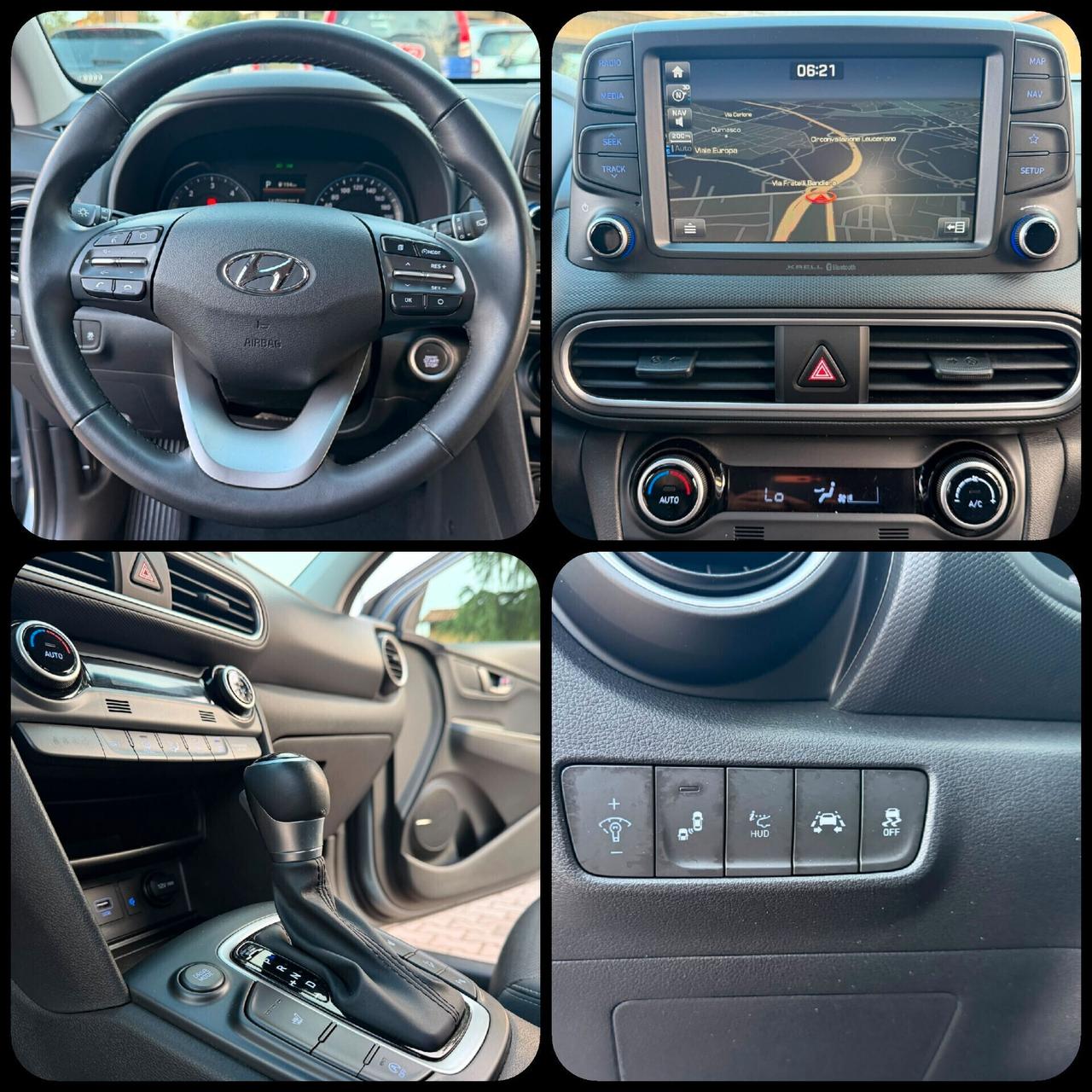 Hyundai Kona 1.6 CRDI 136 CV 4WD AUTOMATICA NAVIGA CAMERA SENSORI PDC OK NEOPATENTATI