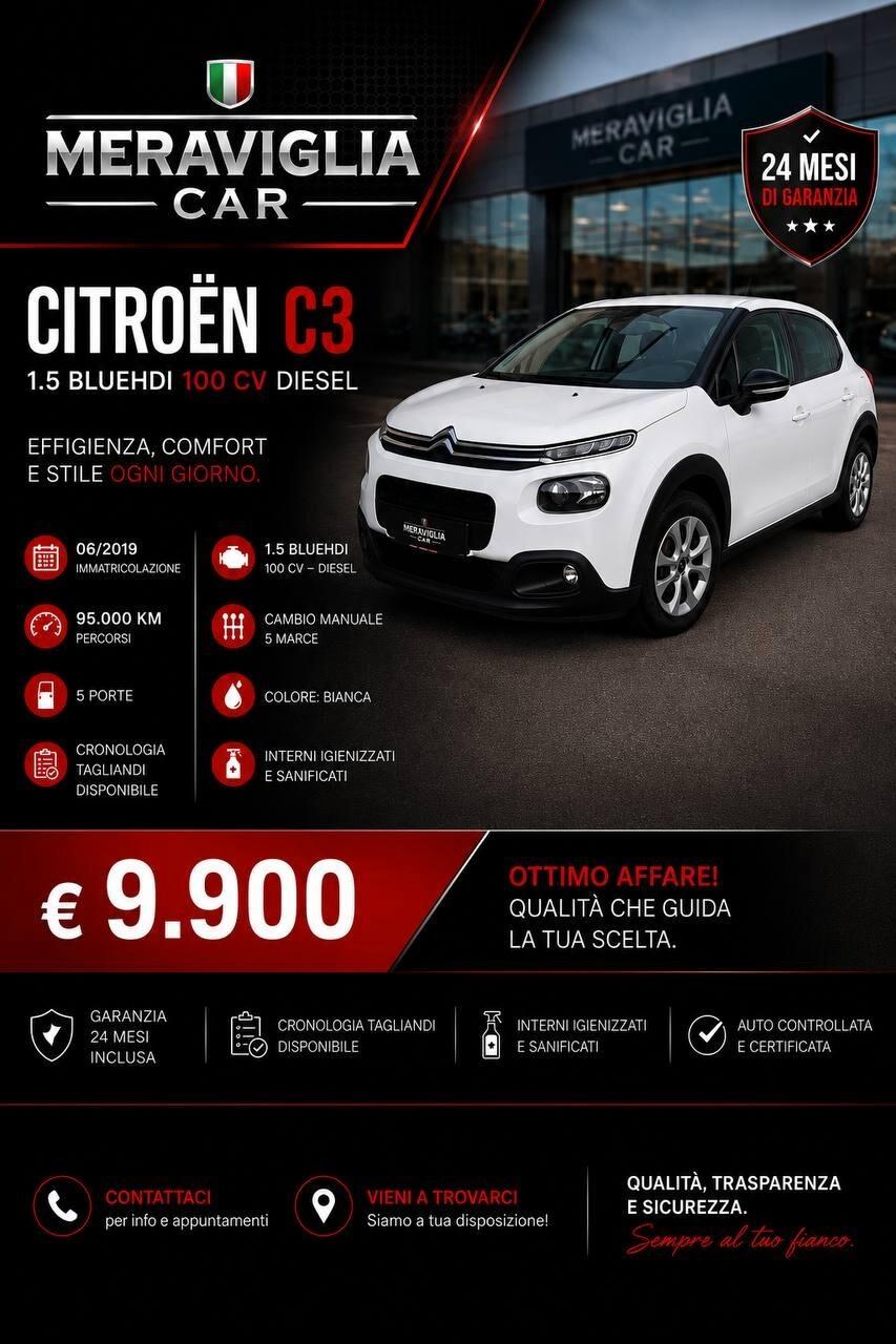 Citroen C3 2019 1.5 100 24 mesi garanzia