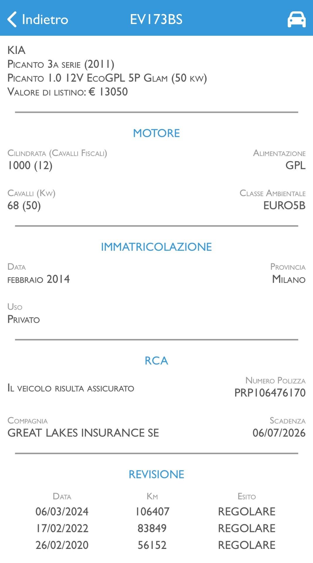 Kia Picanto 1.0 12V GPL fino 2034 5 porte