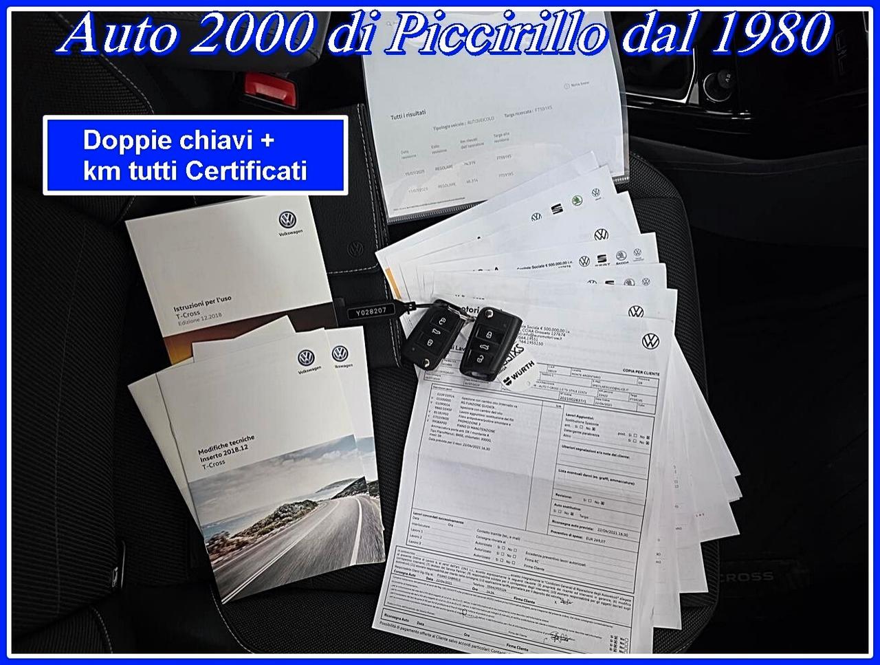 Volkswagen T-Cross 1.0 115CV KmCertificati Garanzia12mesi