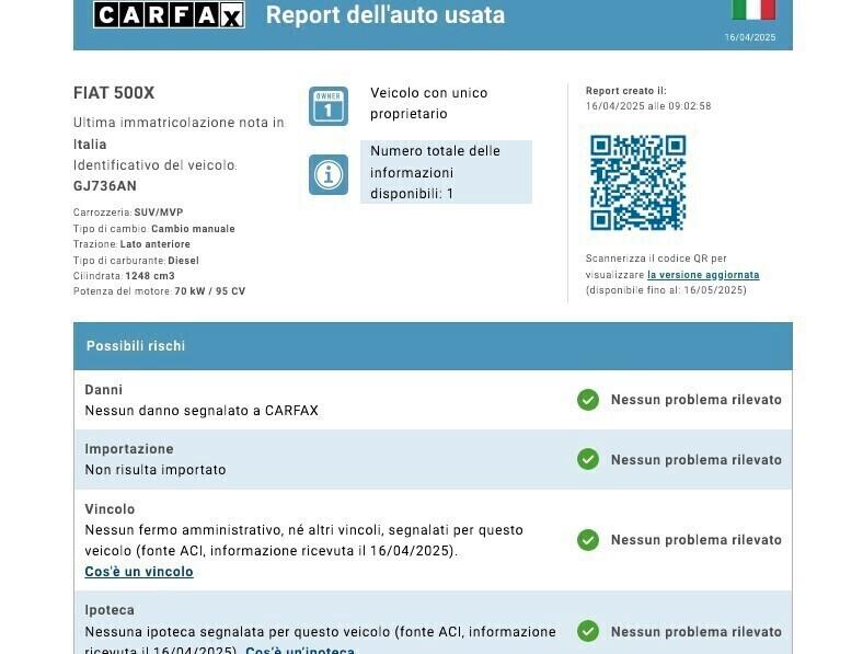 Fiat 500X 1.3 Mjt 95cv *24.000 KM* come NUOVA