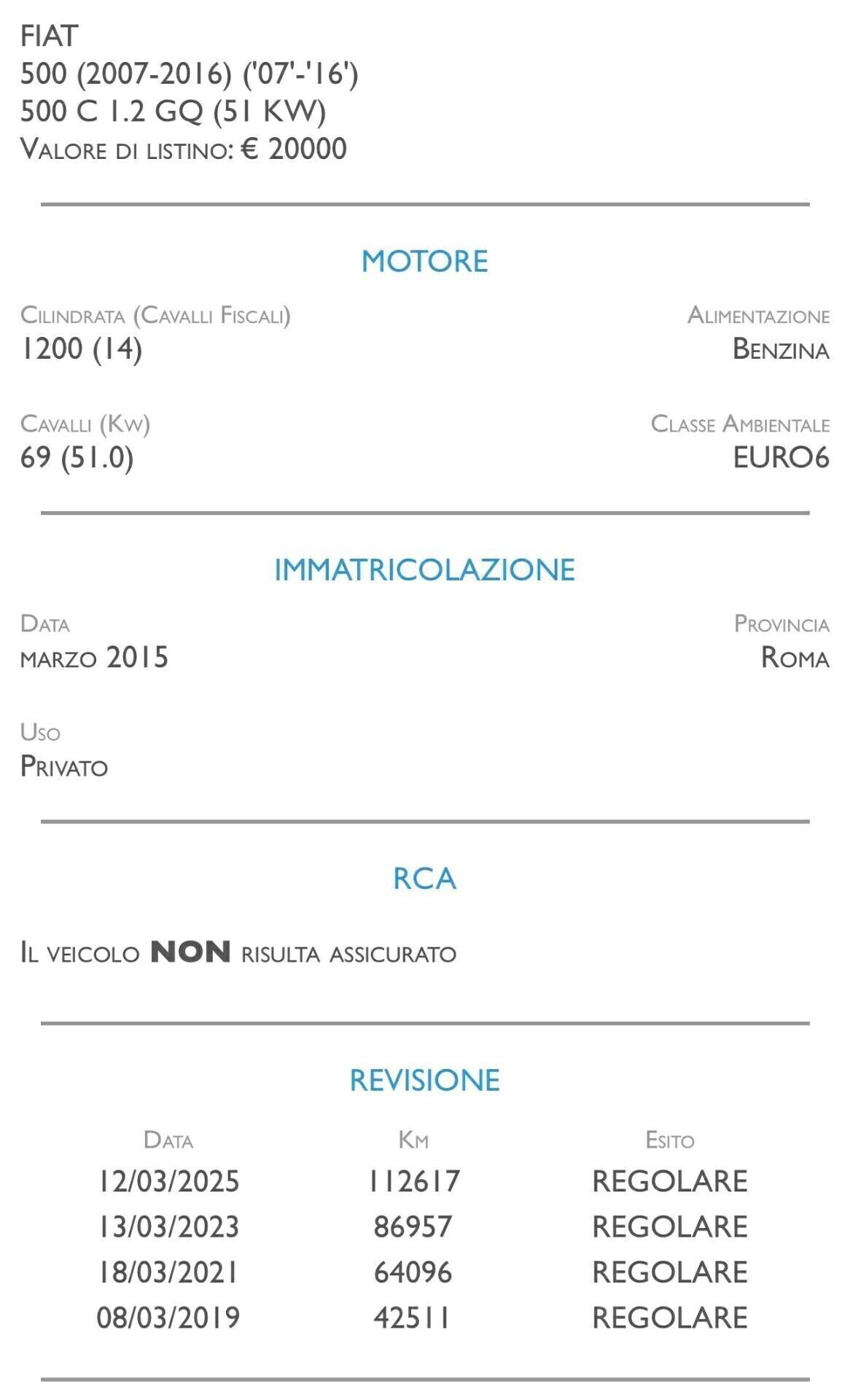 Fiat 500 C 1.2 GQ - UNICO PROPRIETARIO