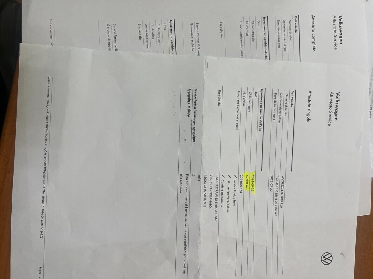 Volkswagen T-Cross 1.0 TSI 110 CV DSG 07/2022