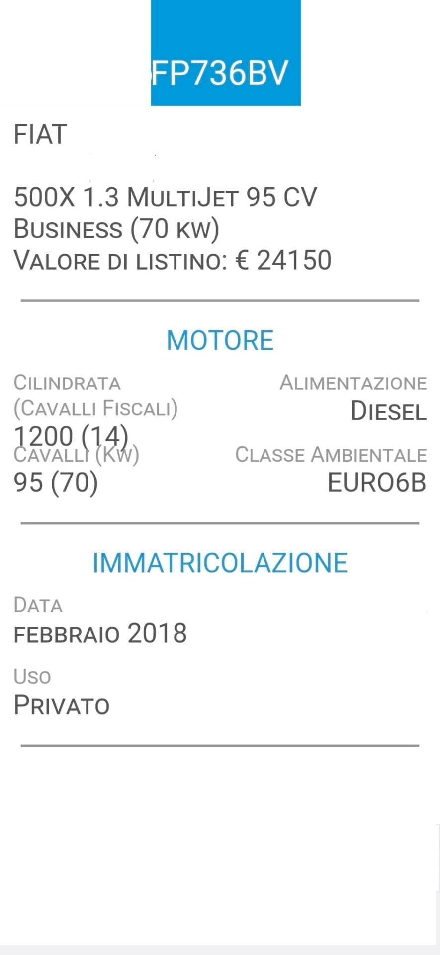 FIAT 500X 1,3 Mjet 2018-KM 68000!!-EURO 6B-3 REVISIONI